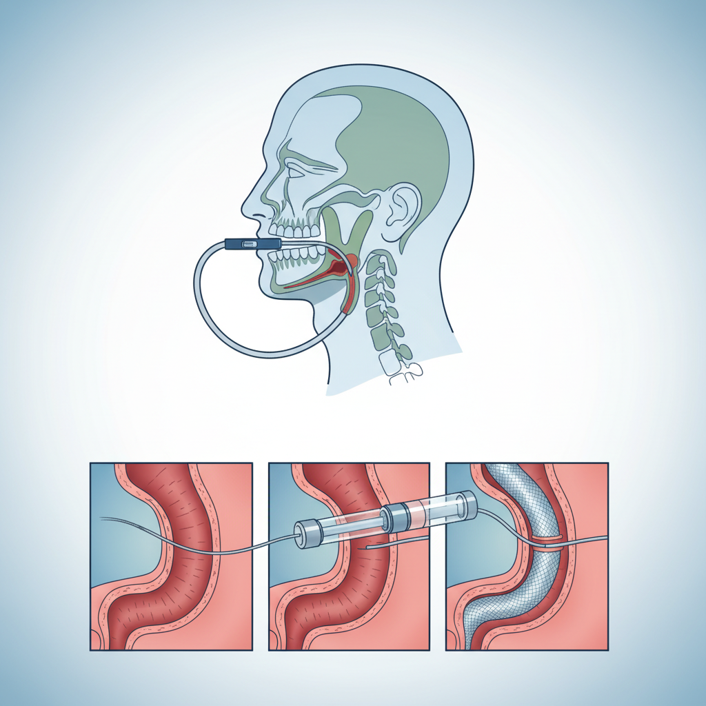 Yemek borusunda stent yerleşimi şeması