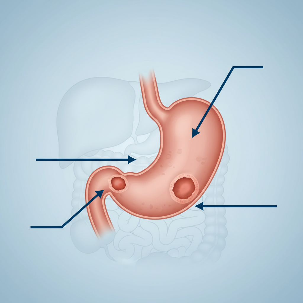 Mide ve duodenumda ülserin yerleşimi şeması
