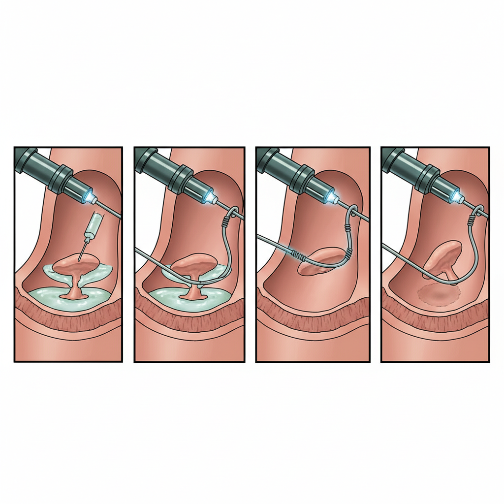 EMR işlemi endoskopi ile mukoza tabakasından lezyon çıkarılması