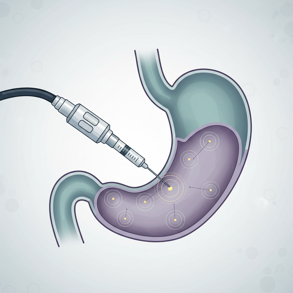 Endoskopik mide botoksu uygulamasını anlatan görsel